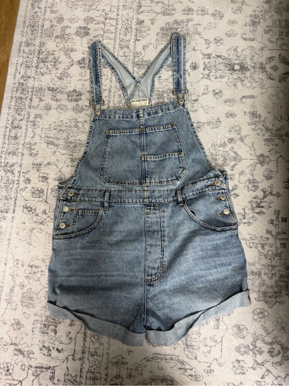 Free People Light Wash Denim Overalls